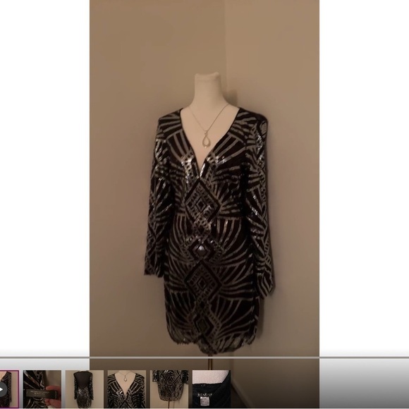 NWT Black Sequin Embellished Dress 6 - Picture 6 of 8